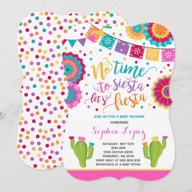 Fiesta Baby Shower Invitación a la Baby Shower mex (Anverso / Reverso)