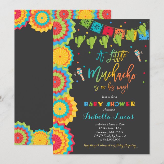 Fiesta Baby Shower Invitación Boy Fiesta Shower (Anverso / Reverso)
