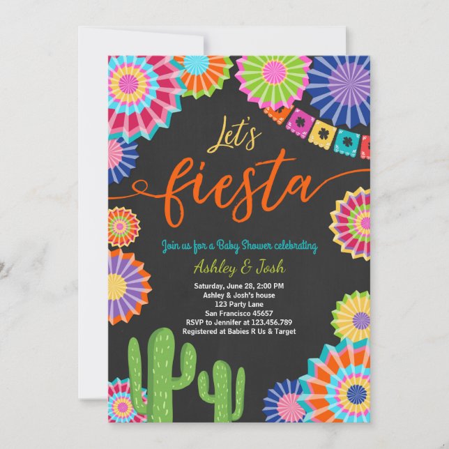 Fiesta Baby Shower invitación Cactus mexicano (Anverso)