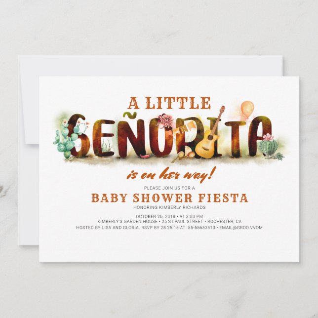 Fiesta Baby Shower Invitación Diversión Mexicana (Anverso)