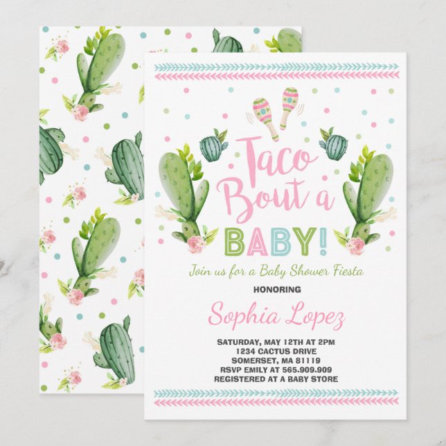 Fiesta Baby Shower Invitación Taco sobre un bebé (Anverso / Reverso)