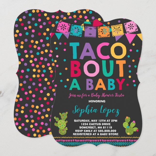 Fiesta Baby Shower Invitación Taco sobre un bebé (Anverso / Reverso)
