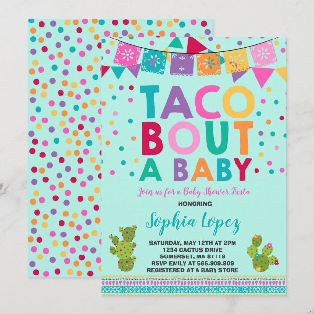 Fiesta Baby Shower Invitación Taco sobre un bebé (Anverso / Reverso)