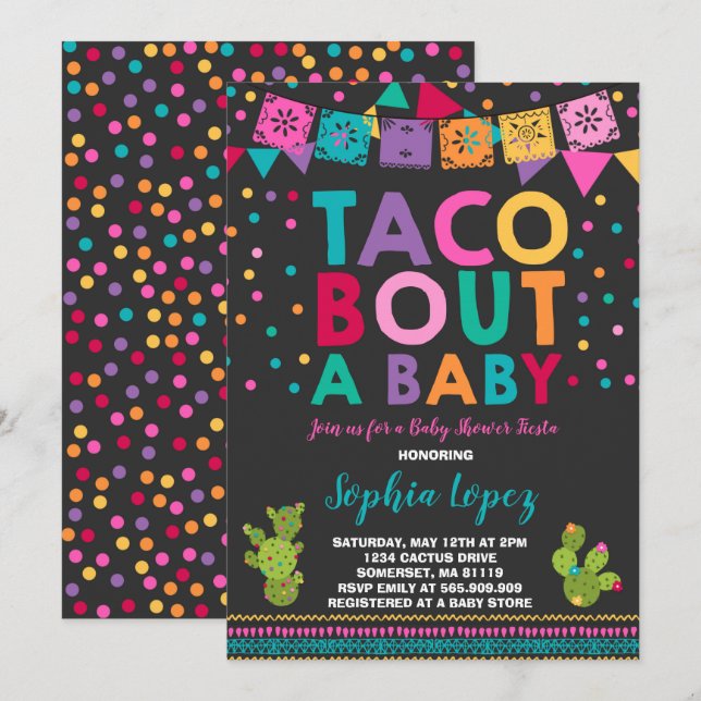 Fiesta Baby Shower Invitación Taco sobre un bebé (Anverso / Reverso)