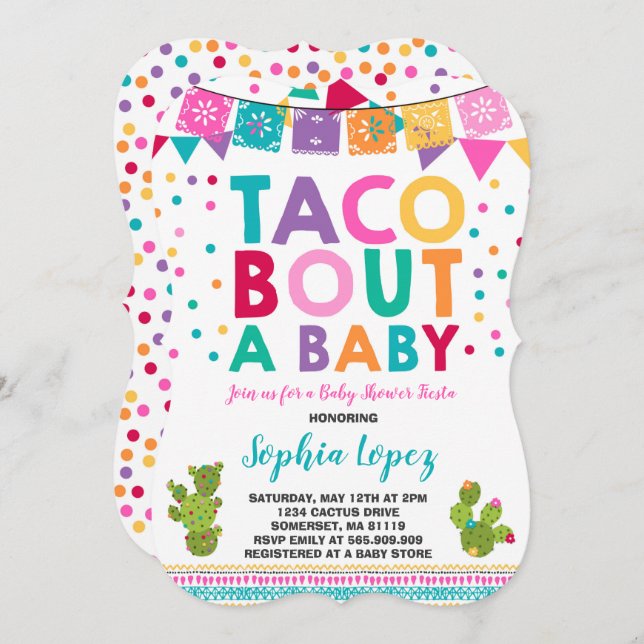 Fiesta Baby Shower Invitación Taco sobre un bebé (Anverso / Reverso)