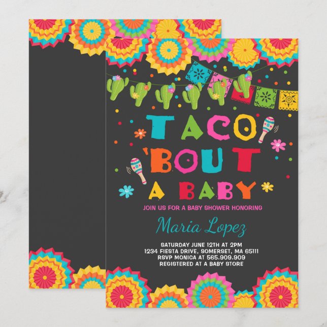 Fiesta Baby Shower Invitación Taco sobre un bebé (Anverso / Reverso)