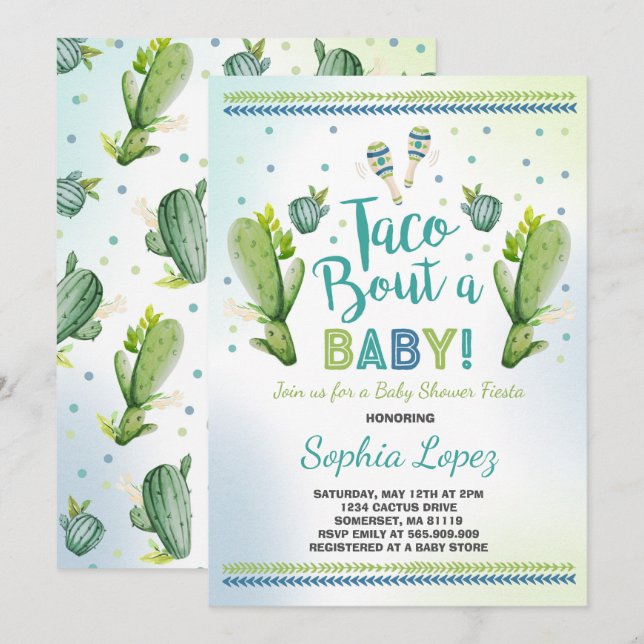 Fiesta Baby Shower Invitación Taco sobre un bebé (Anverso / Reverso)