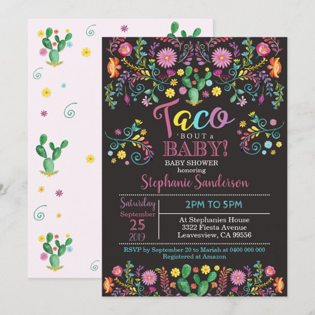 Fiesta Baby Shower Invitación Taco sobre un bebé (Anverso / Reverso)