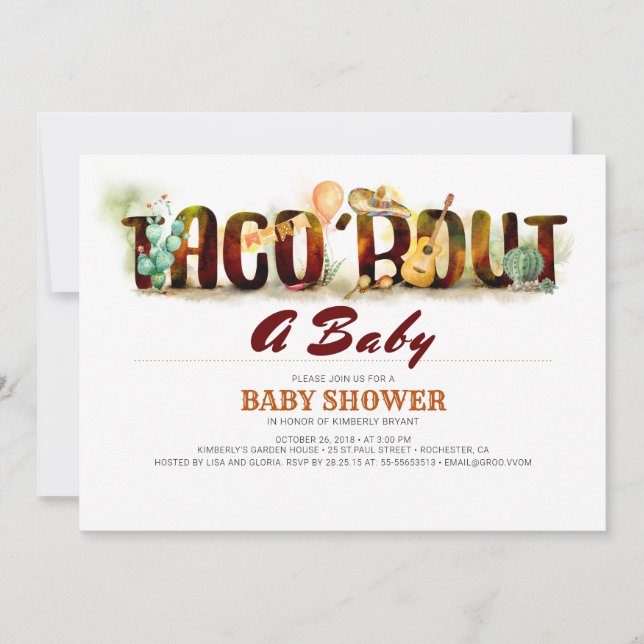 Fiesta Baby Shower Invitación Taco sobre un bebé (Anverso)