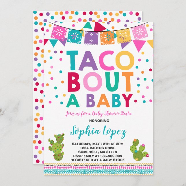 Fiesta Baby Shower Invitación Taco sobre un bebé (Anverso / Reverso)