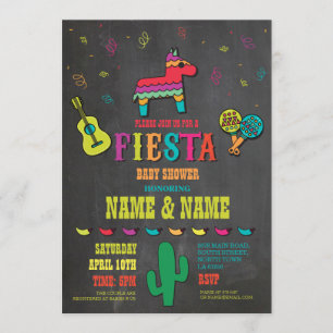 Fiesta Baby Shower Parejas Chalk Invitación mexica
