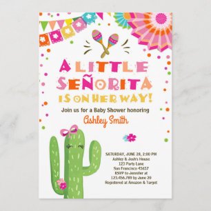 Fiesta Bebé invitación a la ducha Floral Senorita 