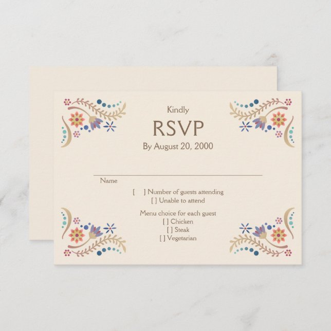 Fiesta Boho Boda Quinceañera RSVP (Anverso / Reverso)