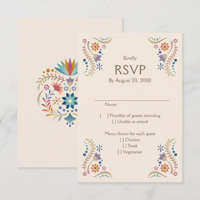 Fiesta Boho Boda Quinceañera RSVP (Anverso / Reverso)
