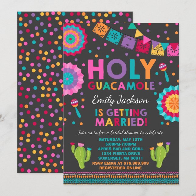 Fiesta Bridal Shower Invitación Santo Guacamole (Anverso / Reverso)