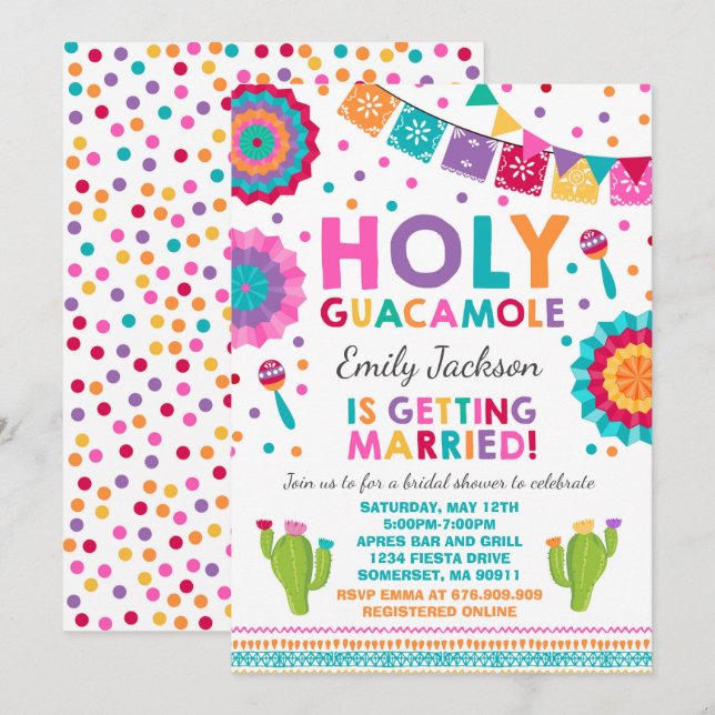 Fiesta Bridal Shower Invitación Santo Guacamole (Anverso / Reverso)
