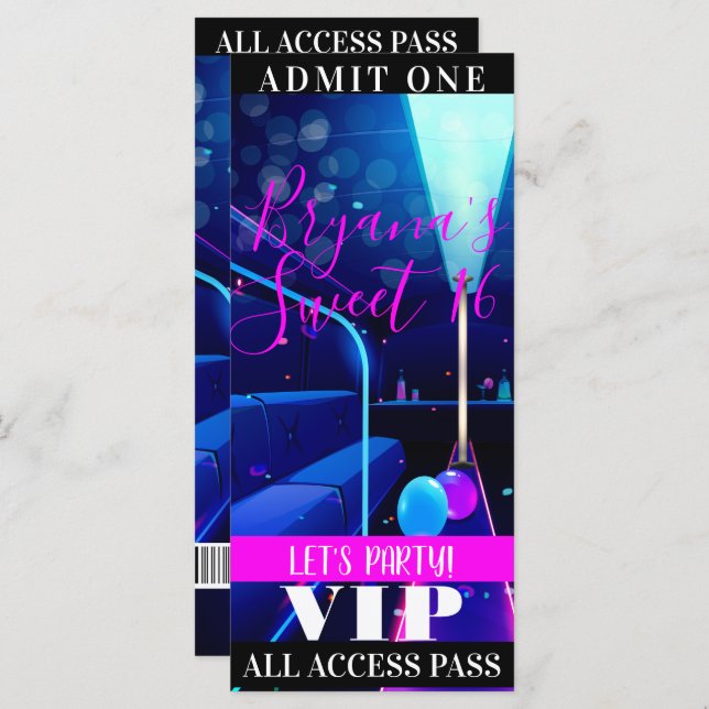Fiesta Bus Sweet 16 All Access Pass VIP Ticket (Anverso / Reverso)