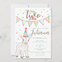 Fiesta Cabra Animal 2º cumpleaños Invitación a niñ