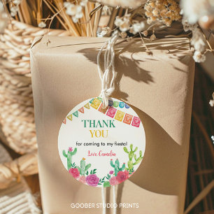 Fiesta Cactus Chica Etiquetas de cumpleaños