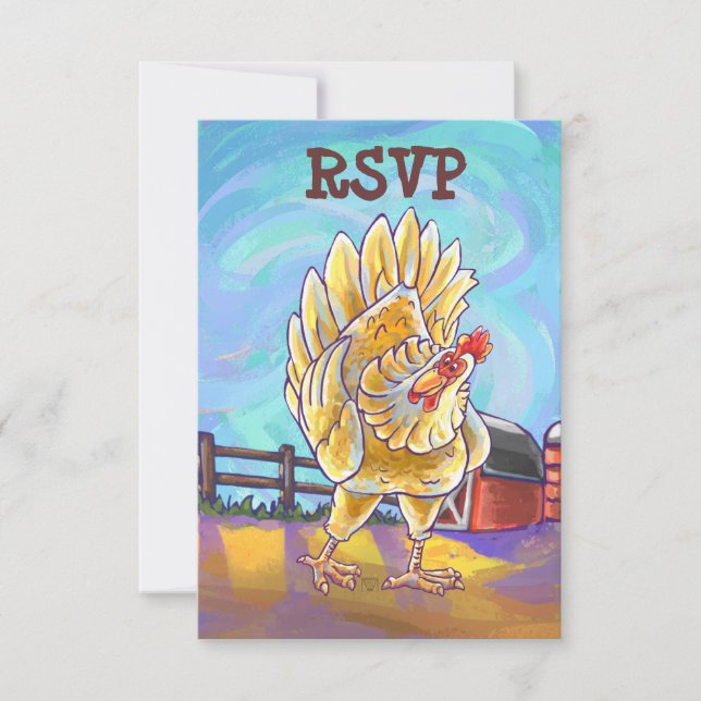 Fiesta Central de Gallina Divertida RSVP (Anverso)