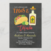 Fiesta Chalkboard Tacos y Tequila Invitación