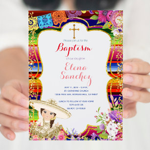 Fiesta Chica Baptism Christening Invitación