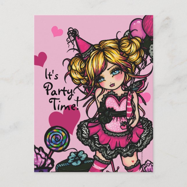 Fiesta Chica de cumpleaños tarjeta de hadas Invita (Anverso)