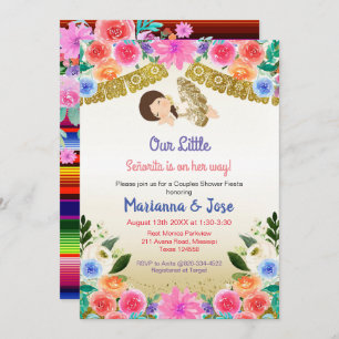 Fiesta Chica Floral Ducha Pareja Invitación a fies