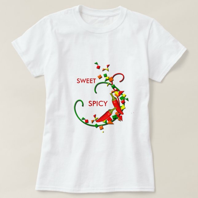 Fiesta Chili Peppers Damas Camiseta Dulce Spicy (Diseño del anverso)