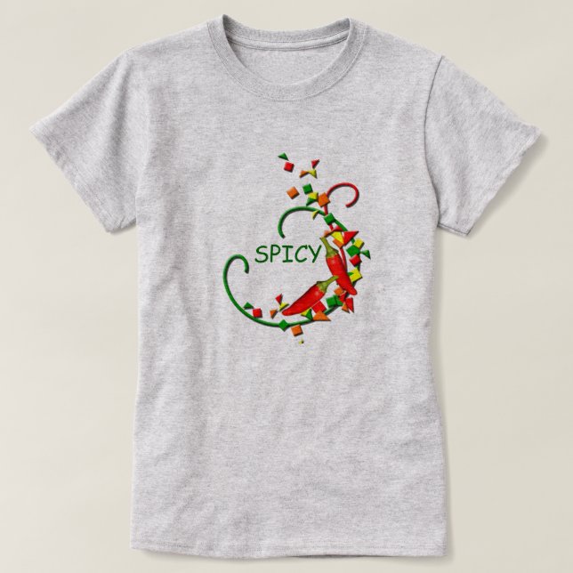 Fiesta Chili Peppers Fiestas Damas Camiseta picant (Diseño del anverso)