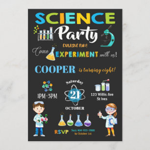 Fiesta científico loco Invitación al cumpleaños