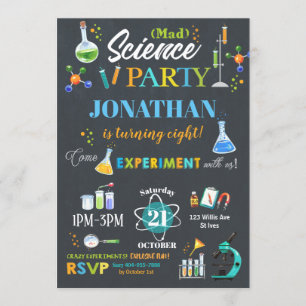 Fiesta científico loco Invitación al cumpleaños