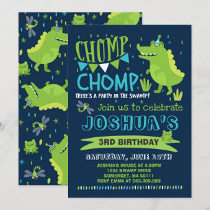 Fiesta cocodrilo de la invitación de cumpleaños de