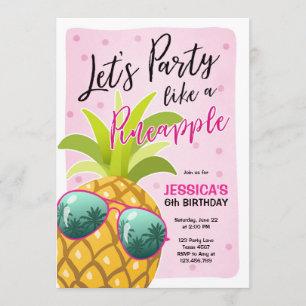 Fiesta como invitación de cumpleaños de piña Trópi