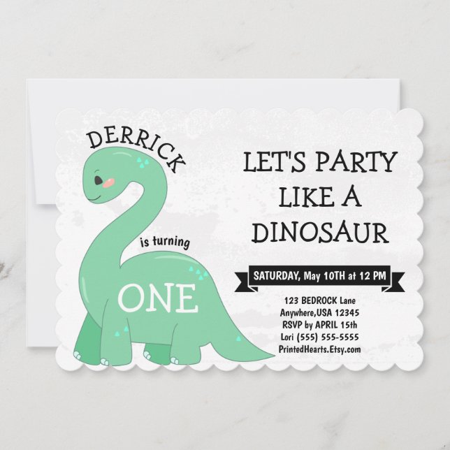FIESTA COMO INVITACIONES DE DINOSAURIO (Anverso)