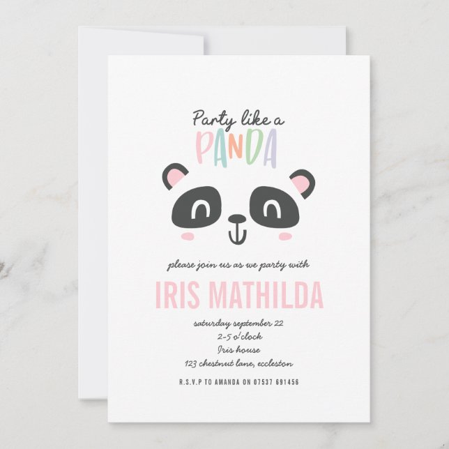 Fiesta como panda cumpleaños multicolor brillante (Anverso)