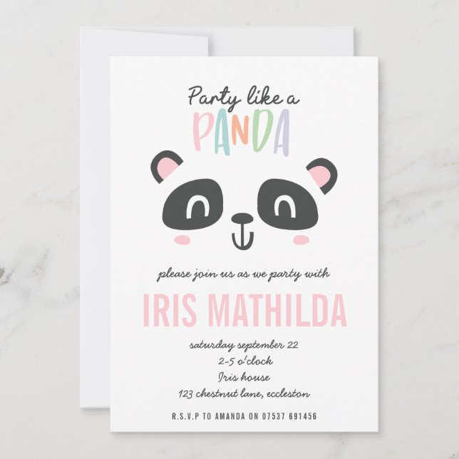 Fiesta como un panda colorido y brillante cumpleañ (Anverso)