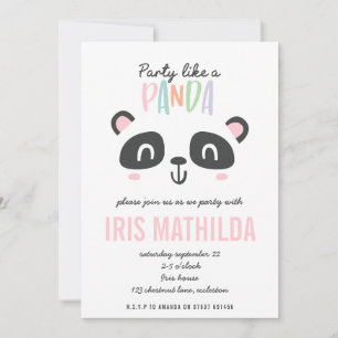 Fiesta como un panda colorido y brillante cumpleañ