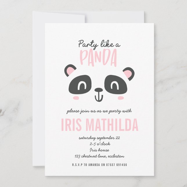 Fiesta como un panda colorido y brillante cumpleañ (Anverso)