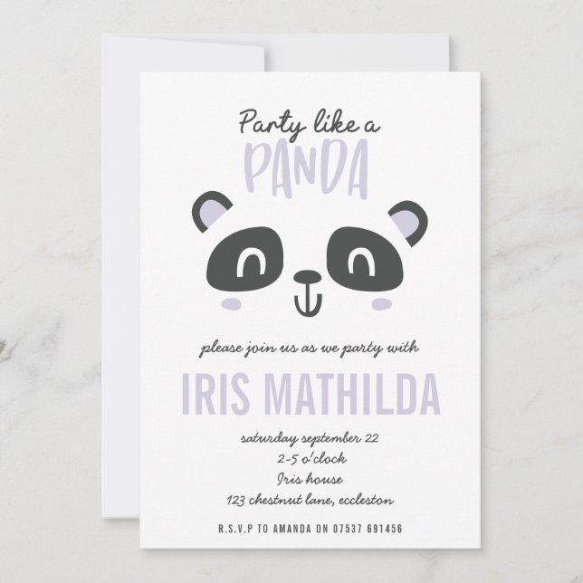 Fiesta como un panda colorido y brillante cumpleañ (Anverso)