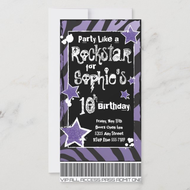 Fiesta como un Rockstar - Plantilla de invitación  (Anverso)
