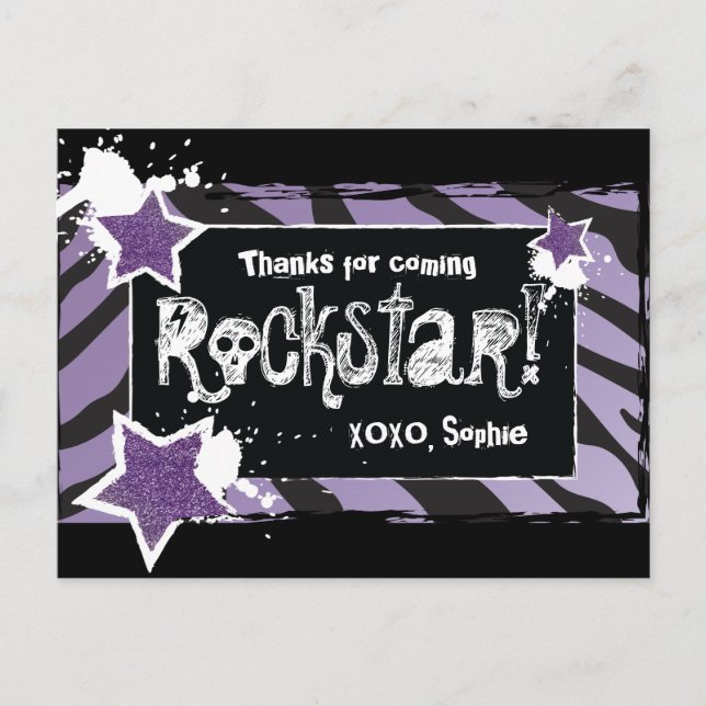 Fiesta como un Rockstar - Purple Gracias Tarjeta P (Anverso)