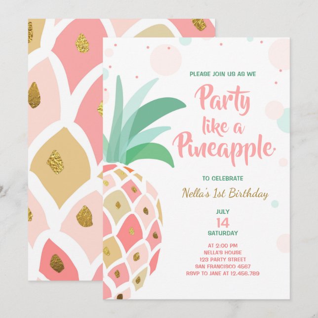 Fiesta como un trópico de la invitación del (Anverso / Reverso)