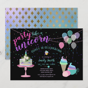 Fiesta como un UNICORNIO Invitación Divertida para