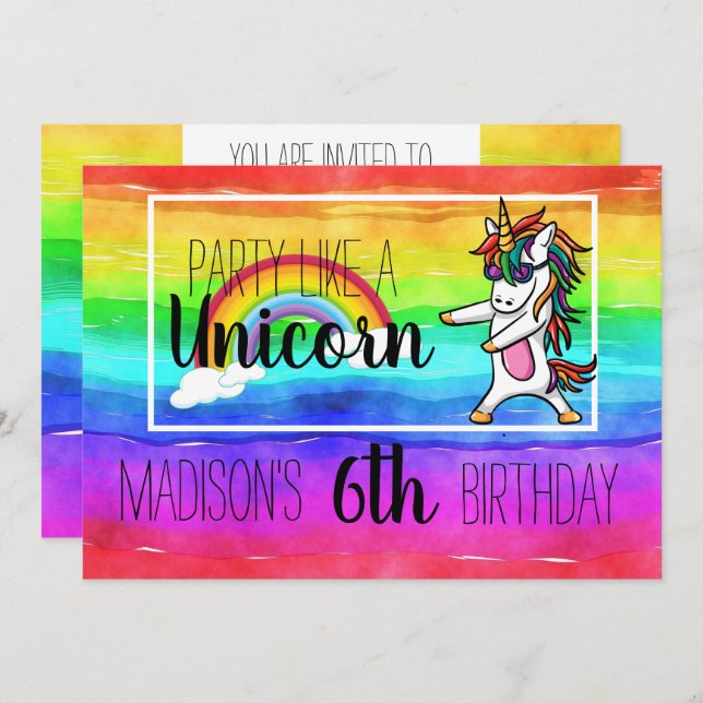 Fiesta Como Una Colorida Invitación De Cumpleaños  (Anverso / Reverso)