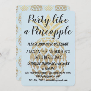 Fiesta como una invitación de cumpleaños a la piña
