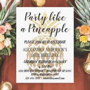 Fiesta como una invitación de cumpleaños a Pineapp