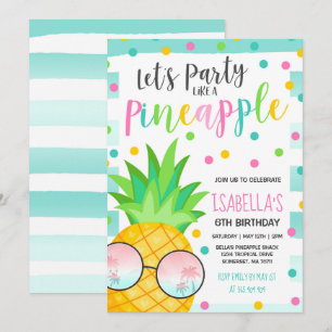 Fiesta Como Una Invitación De Cumpleaños De Piña