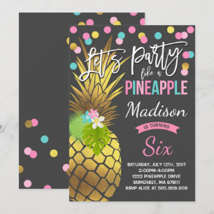 Fiesta Como Una Invitación De Cumpleaños De Piña