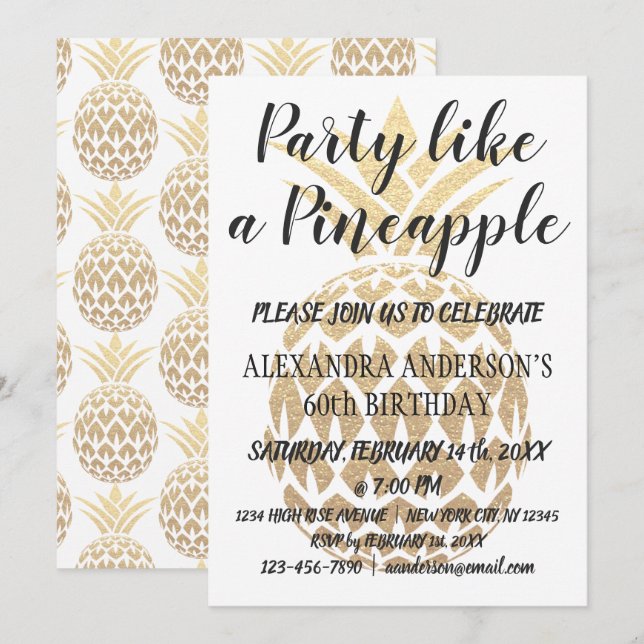 Fiesta como una piña Invitación a los 50 años (Anverso / Reverso)